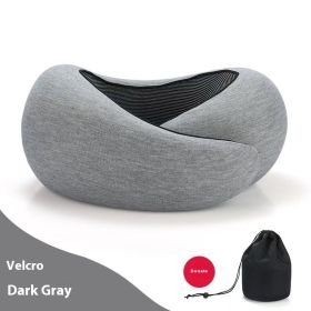 Soft Memory Foam Travel Neck Pillow U Shape Adjustable Support Comfortably Sleeping On Plane Car Office Noon Break (Option: Dark Gray Velcro Style)