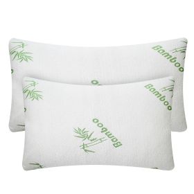 2Pcs Bamboo Memory Foam Pillow Hypoallergenic Bed Pillow For Head Neck Rest Sleeping Shredded Pillow Washable Cover Queen Size Pillow (Option: ng)_iKin)