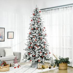 9 Foot Pine Snow Flocked Artificial Christmas Tree with 616 Realistic Cedar Branches (Option: Green-1420x425x470 mm)